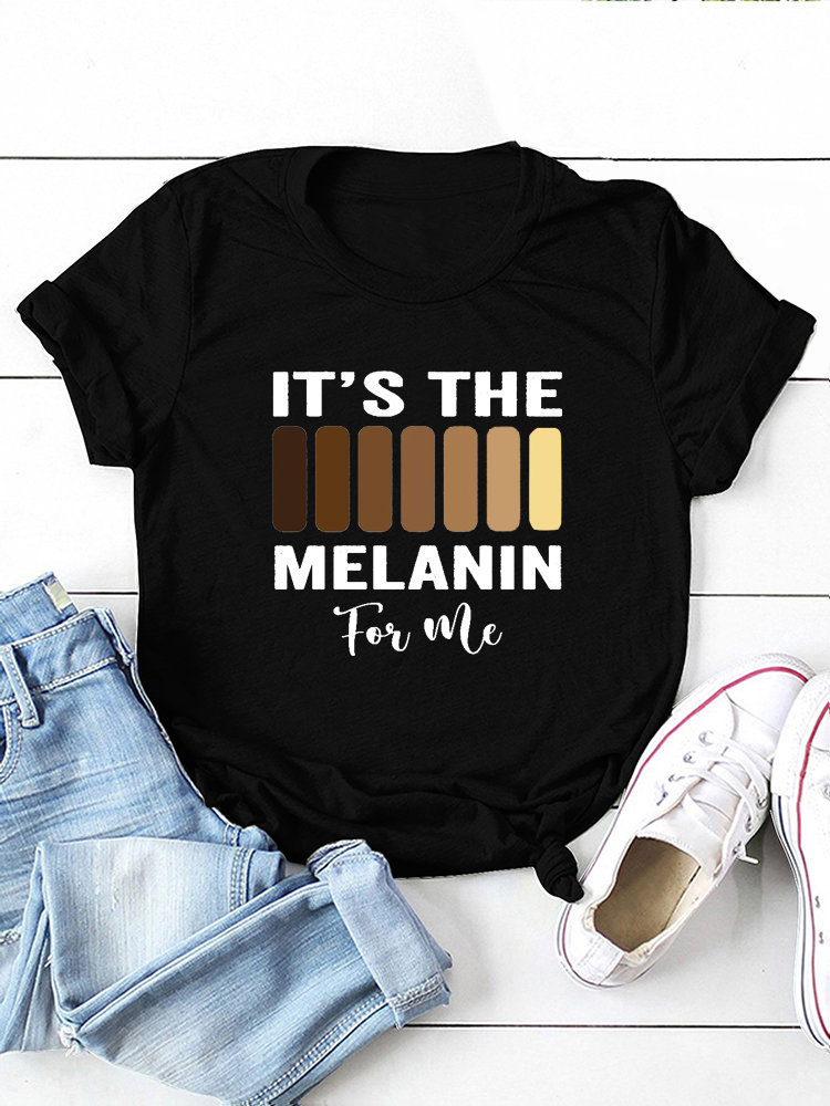 

LW Casual O Neck Letter Print Black T-shirt