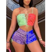 LW Street Bandage Hollow-out Design Red Two Piece 
