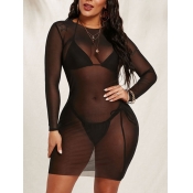 LW Round Neck See Through Dress