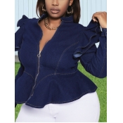 LW Plus Size Flounce Design Denim Jacket