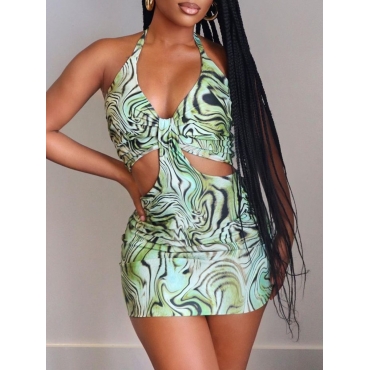 LW SXY Cut Out Print Bodycon Dress