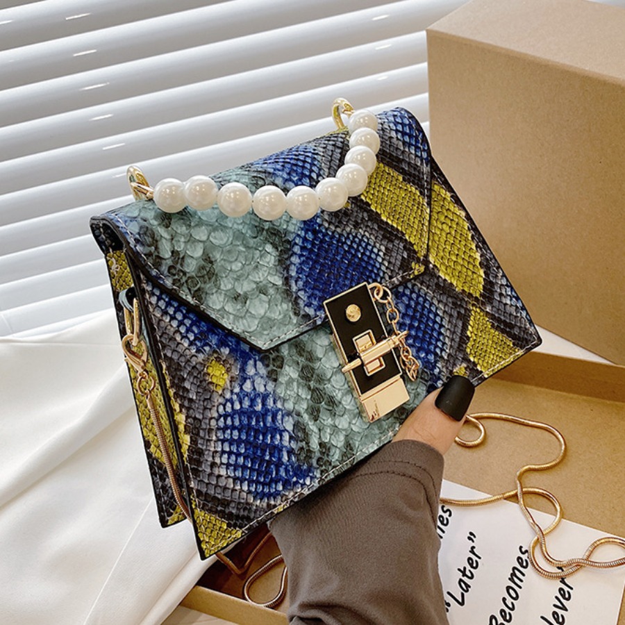 

LW Casual Pearl Decoration Blue Crossbody Bag