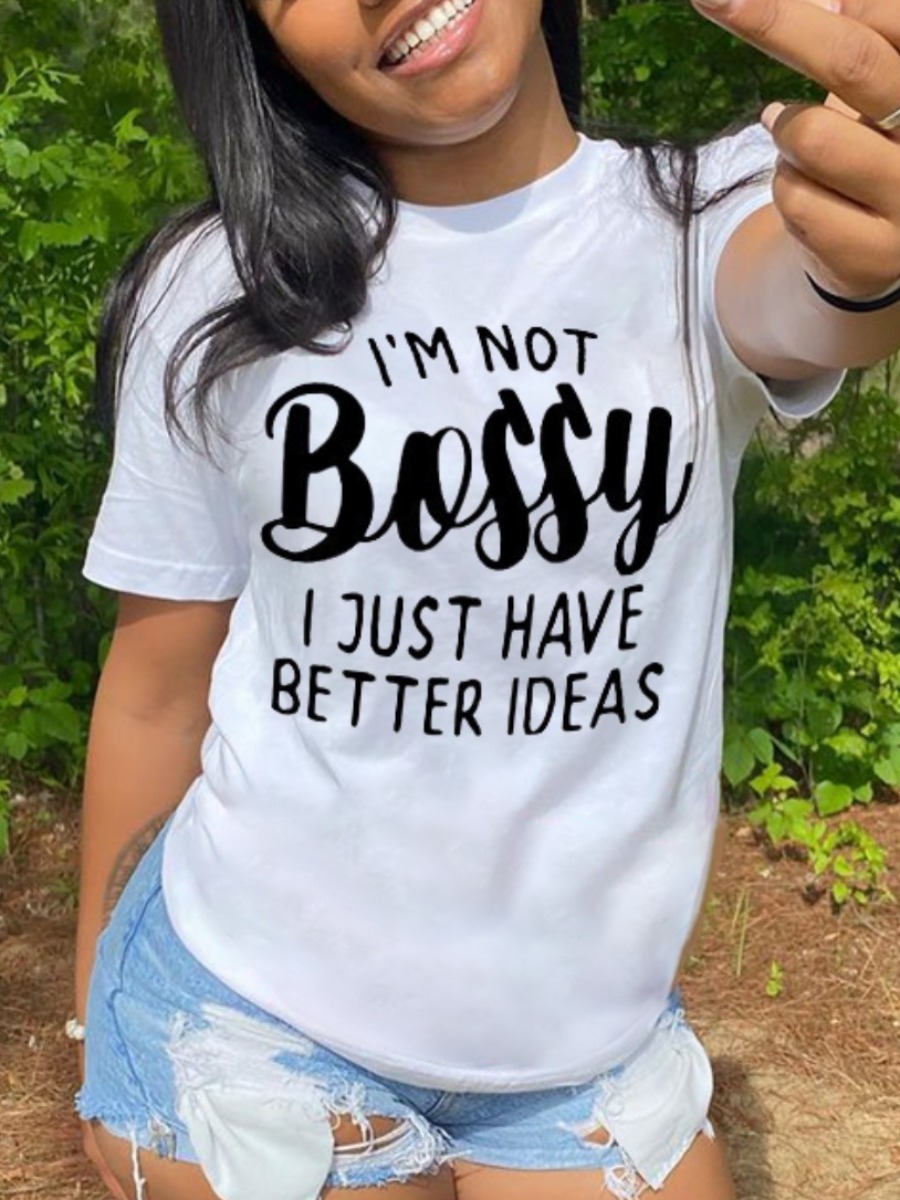 

Lovely Casual O Neck Letter Print White T-shirt