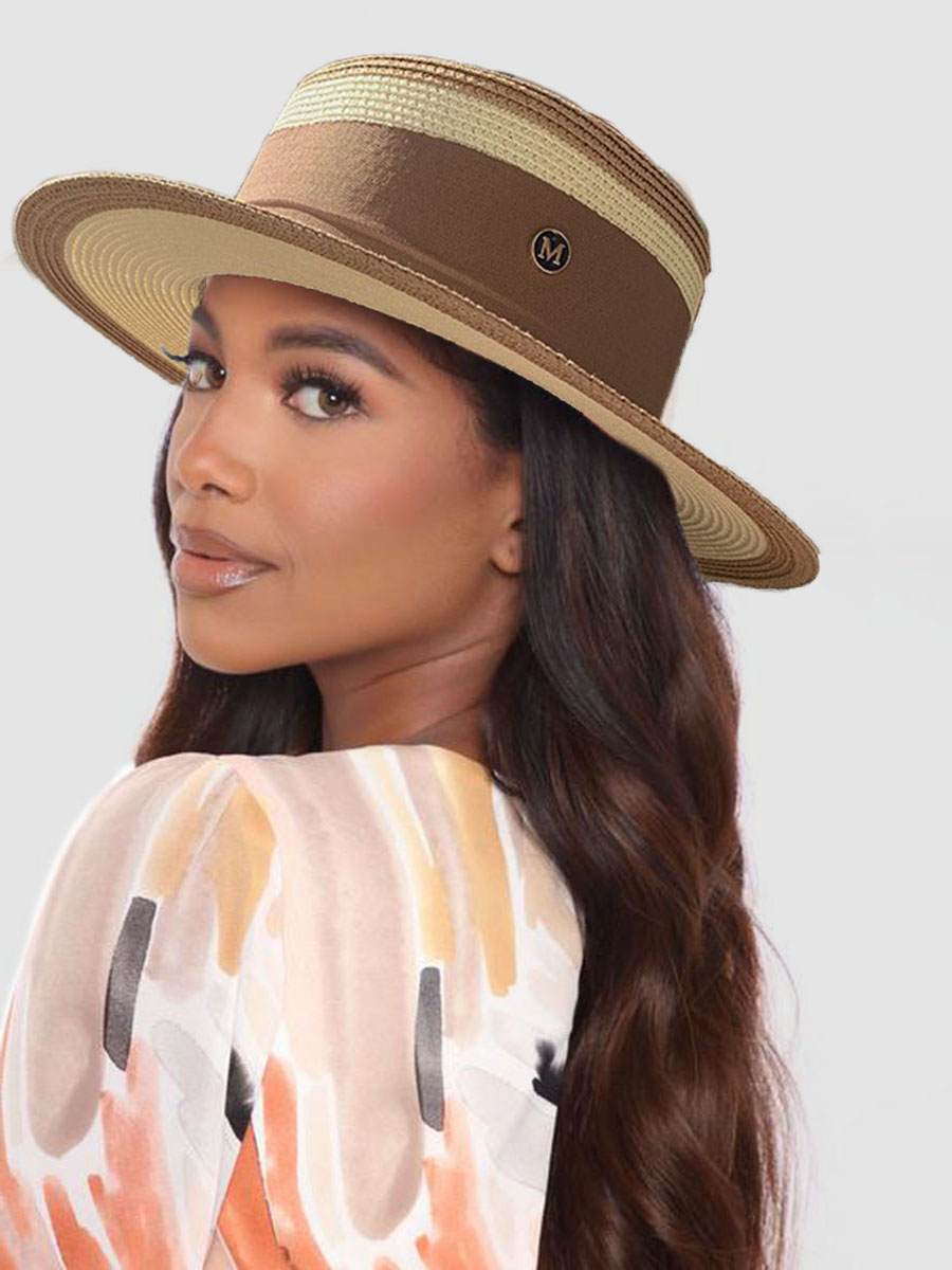 

LW Casual Flat Top Straw Khaki Hat