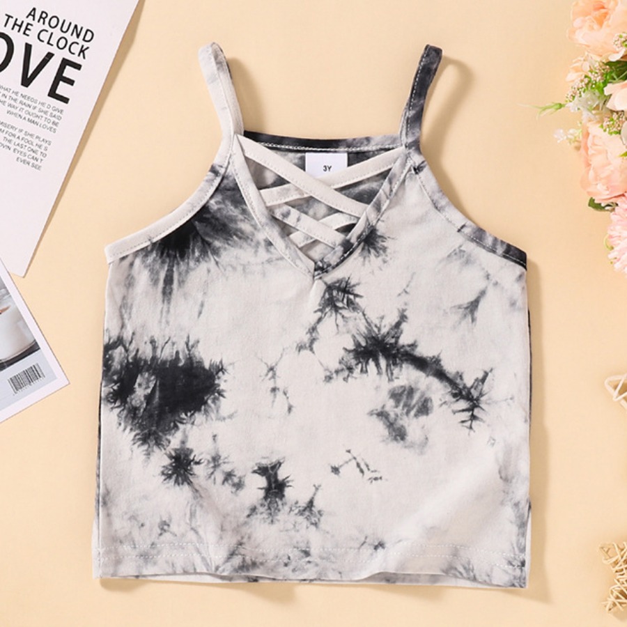 

Lovely Girl Street Tie-dye Hollow-out White Camisole