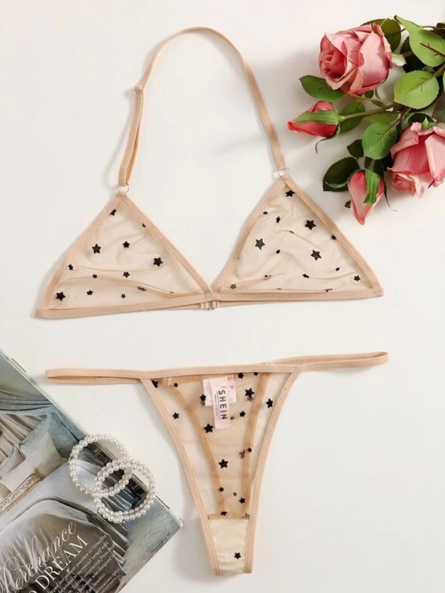 

LW Sweet Star See-through Beige Bra Set
