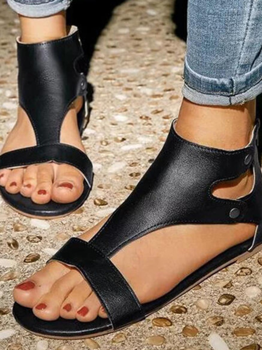 

LW BASICS Casual Hollow-out Black Sandals