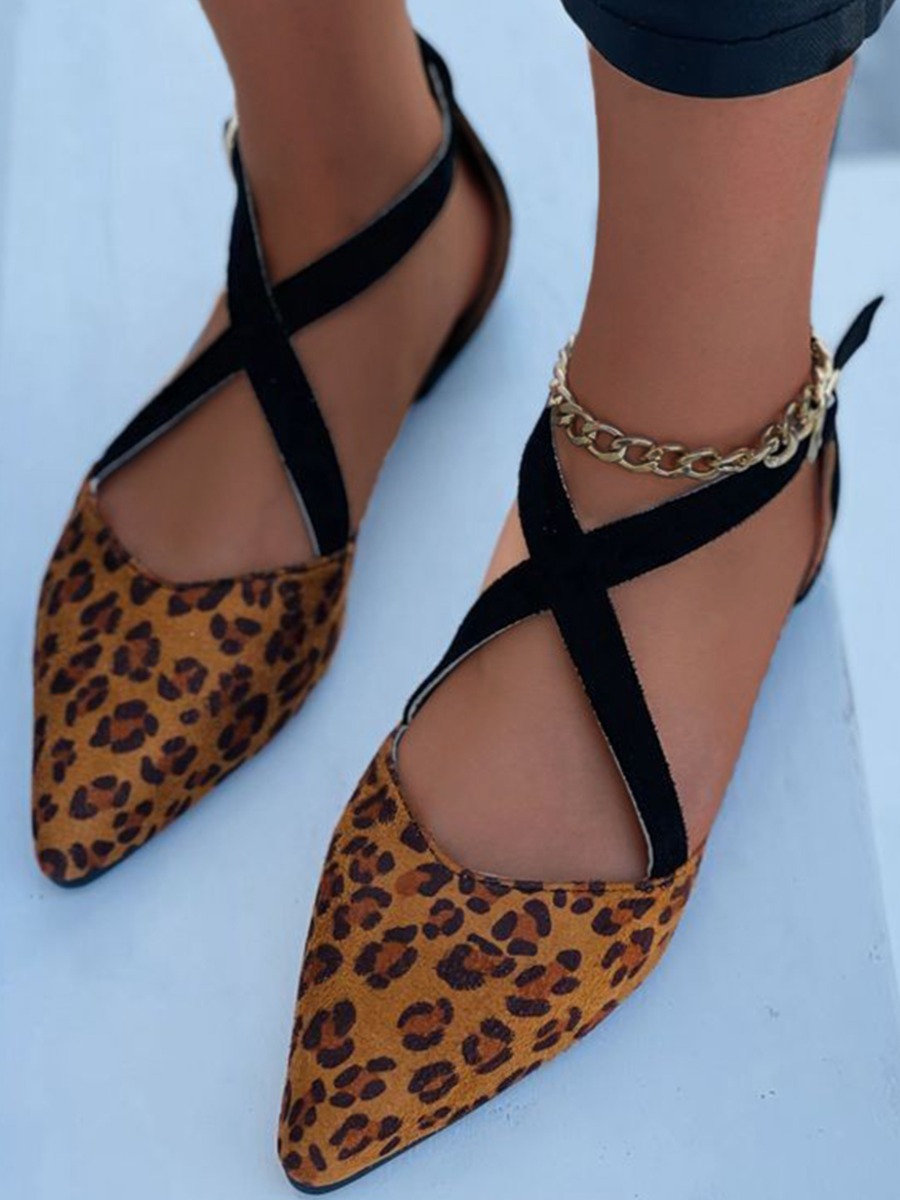 

Lovely Casual Leopard Print Bandage Design Flats