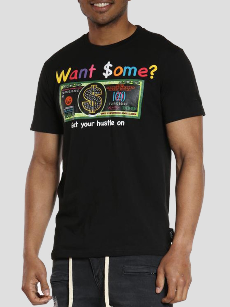 

Lovely Men Casual O Neck Letter Print Black T-shirt