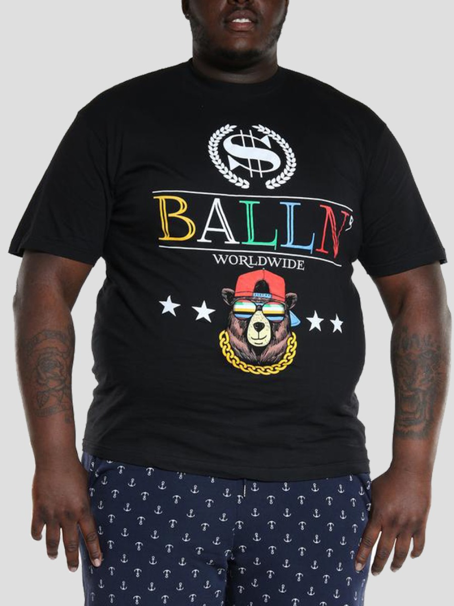 

Lovely Men Casual Cartoon Letter Print Black T-shirt
