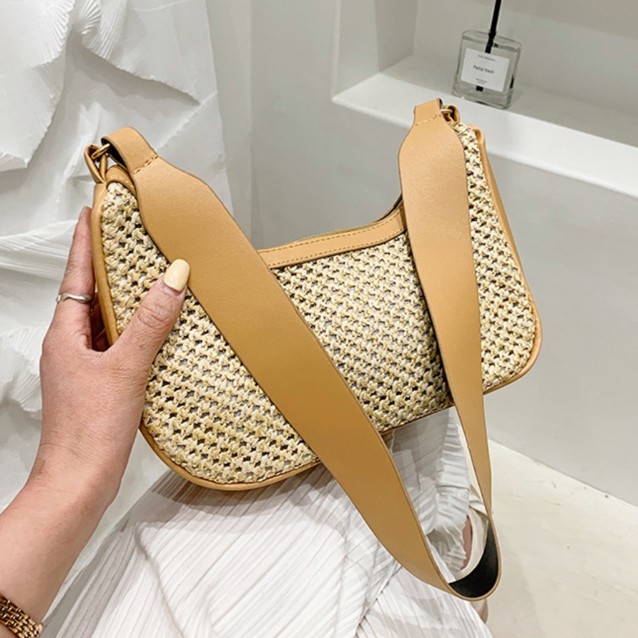 

Lovely Casual Patchwork Khaki Shoulder Bag