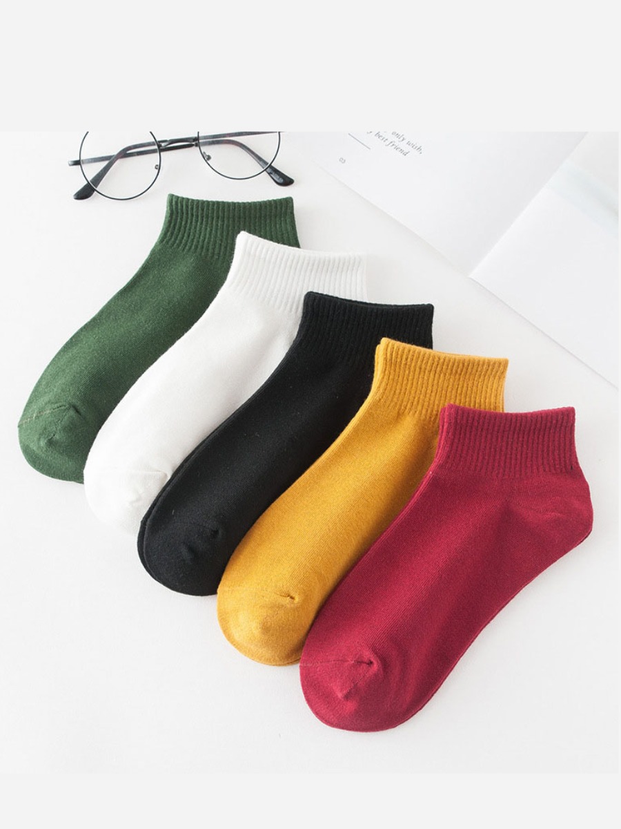 

Lovely 5-pair Casual Rib-Knit Multicolor Socks (Random Colors), Multi