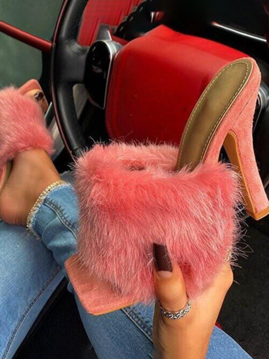 

Lovely Sexy Fluffy Watermelon Red Pumps