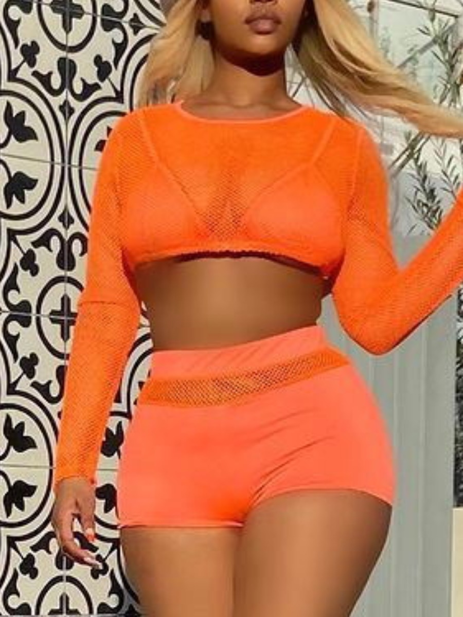 

LW Street Backless See-through Jacinth Two Piece Shorts Set