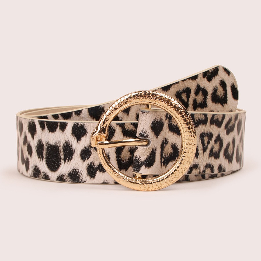 

LW Casual Leopard Print O-shaped Buckle Belt