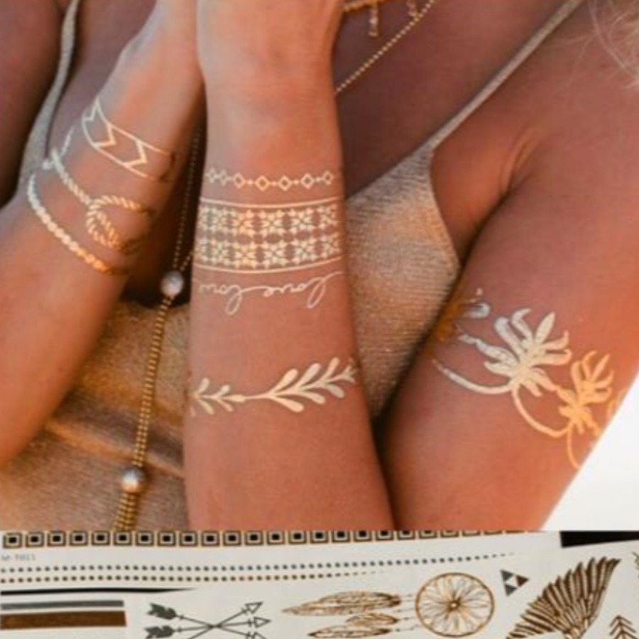 

LW Casual Geometric Pattern Gold Body Tattoo