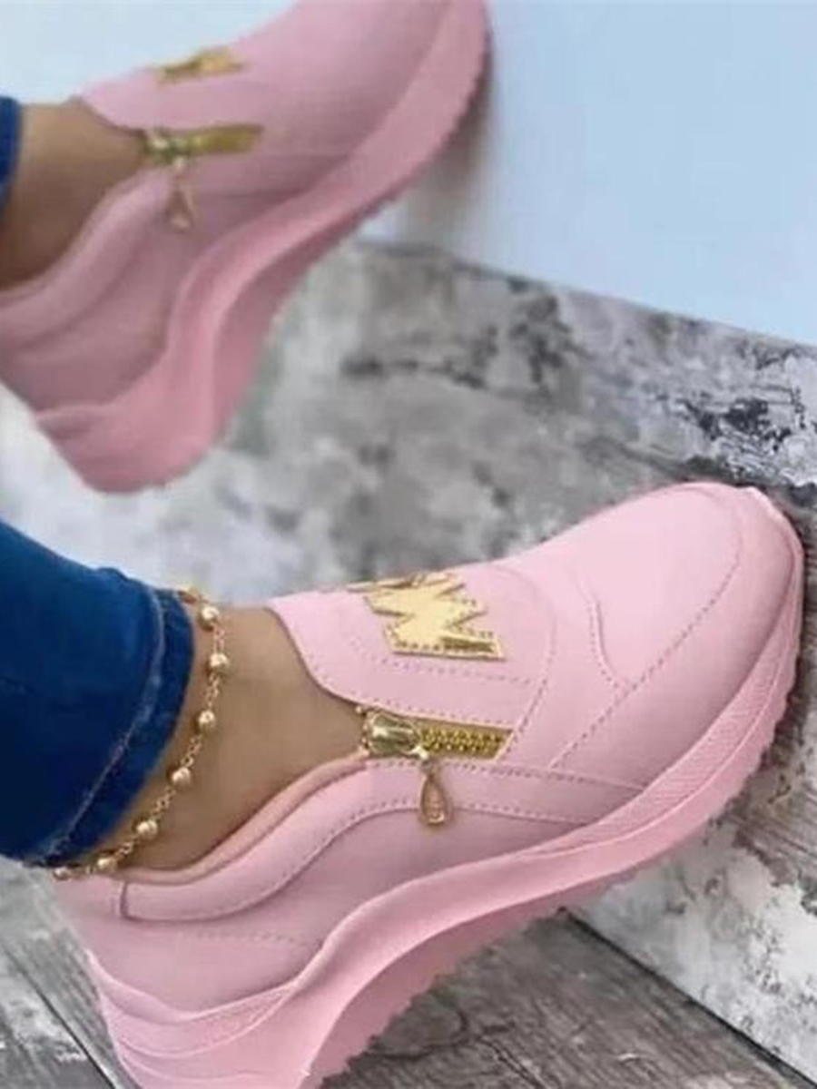 

LW Sporty Zipper Design Pink Sneakers