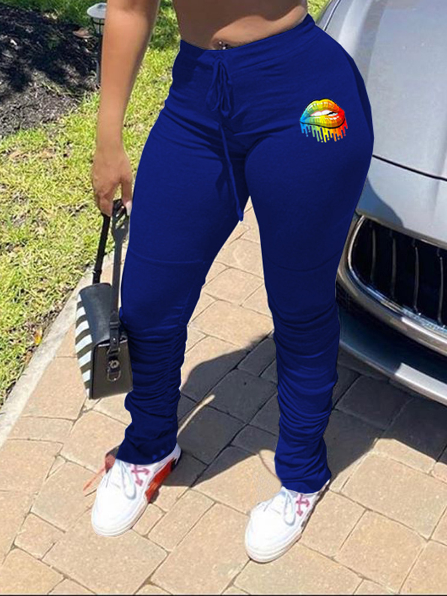 

LW Sportswear Lip Print Blue Pants