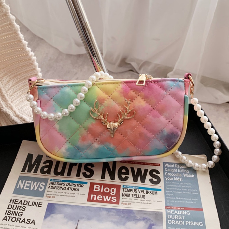 

Lovely Casual Pearl Decoration Multicolor Shoulder Bag, Multi