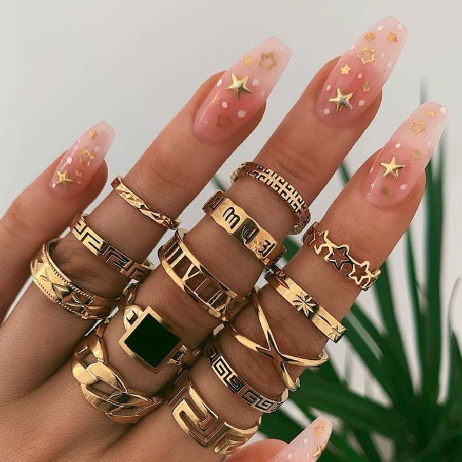 

LW 13 Sweet Letter Decoration Gold Ring