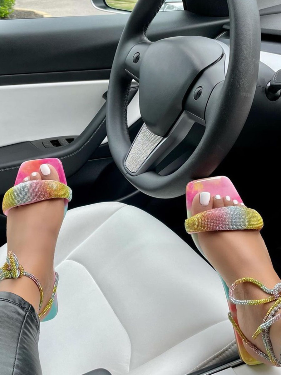 

Lovely Street Tie Leg Multicolor Sandals, Multi
