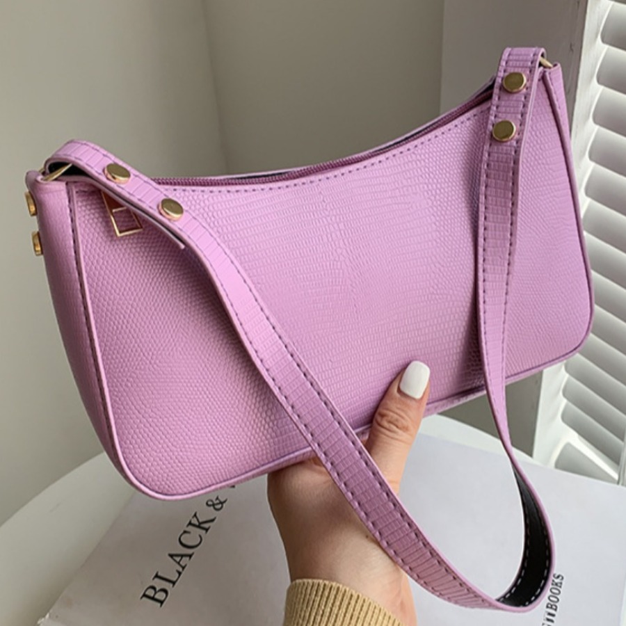 

LW Casual Metal Accessories Decoration Purple Shoulder Bag