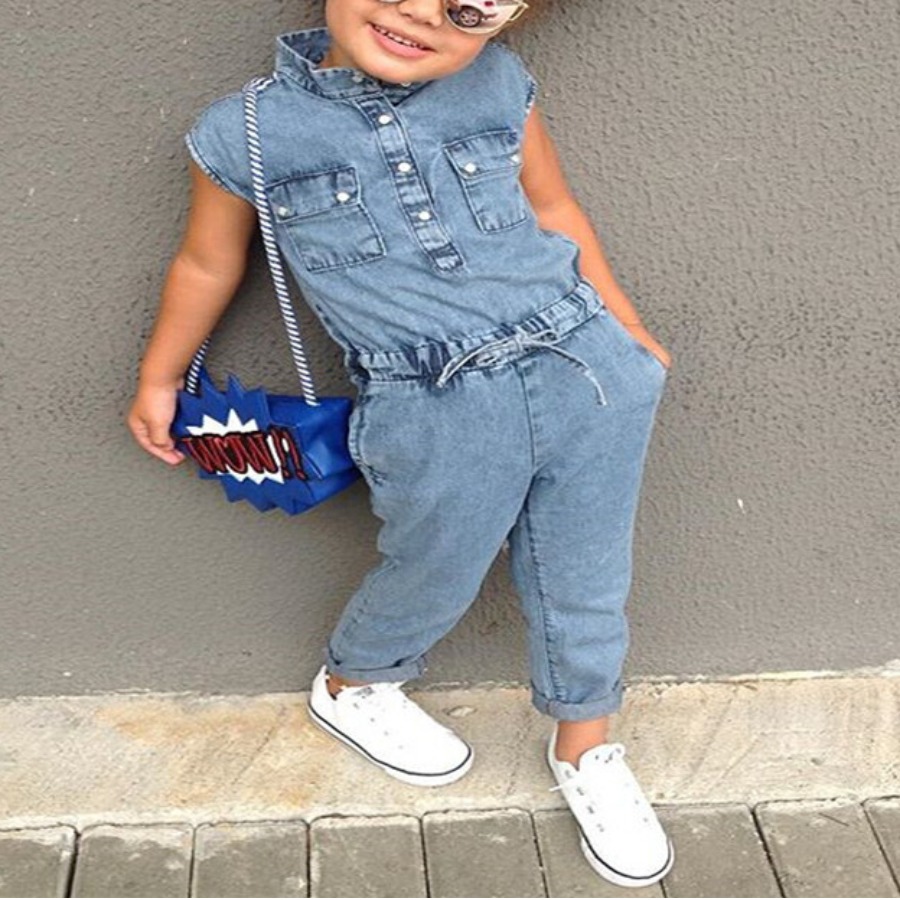 

Lovely Girl Casual Round Neck Drawstring Blue One-piece Jumpsuit
