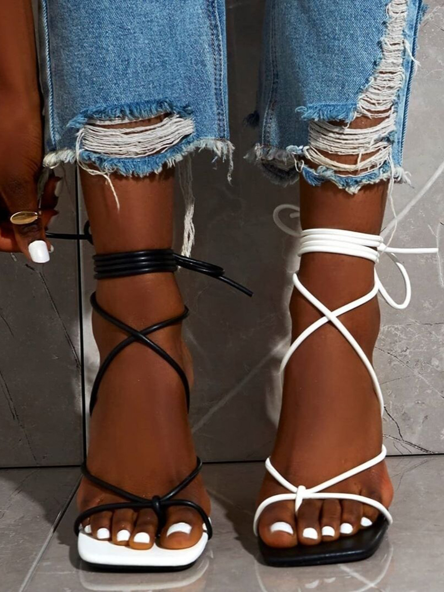 LW SXY Wrap Up Black And White Heels