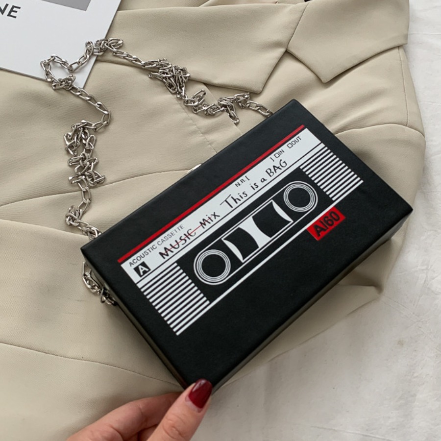 

Lovely Casual Letter Print Chain Strap Black Crossbody Bag