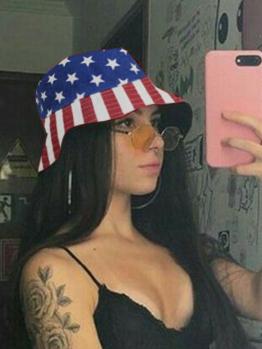 

LW COTTON Street American Flag Print Independence Day Multicolor Hat, Multi