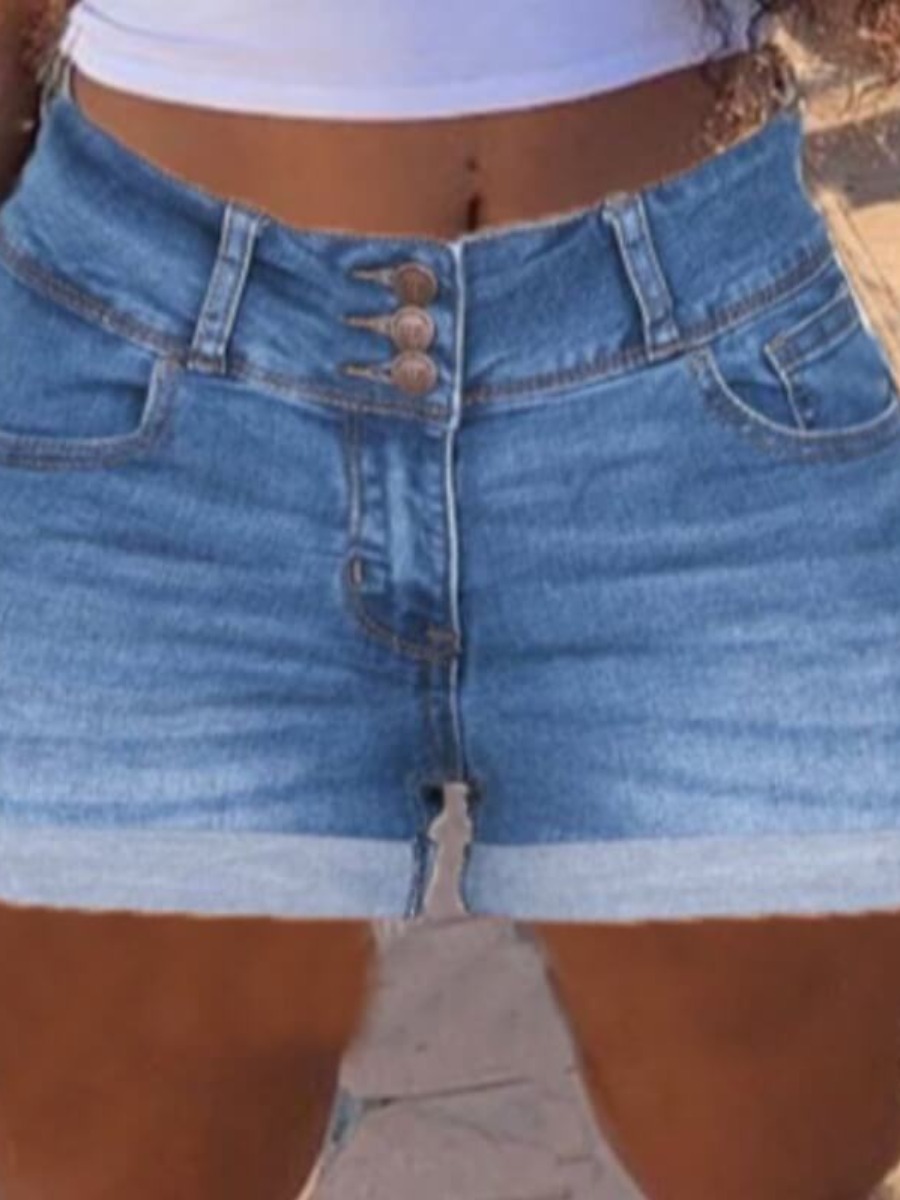 

LW Stylish Buttons Design Skyblue Shorts
