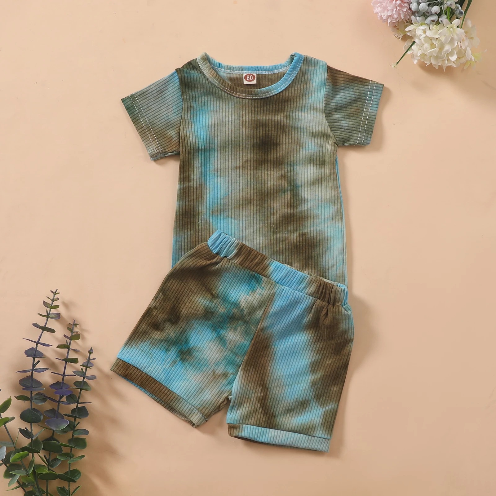 

Lovely Boy Street Tie Dye Rib-Knit Multicolor Two Piece Shorts Set, Multi