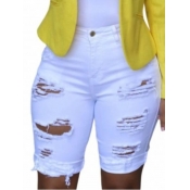 Lovely Casual Hollow-out White Shorts