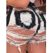 LW Stylish Broken Holes Black Shorts