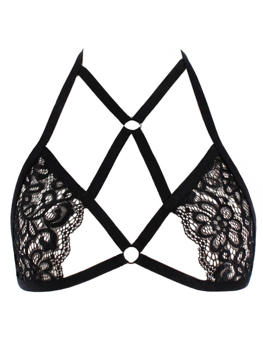 LW SXY  Hollow-out See-through Black Bras