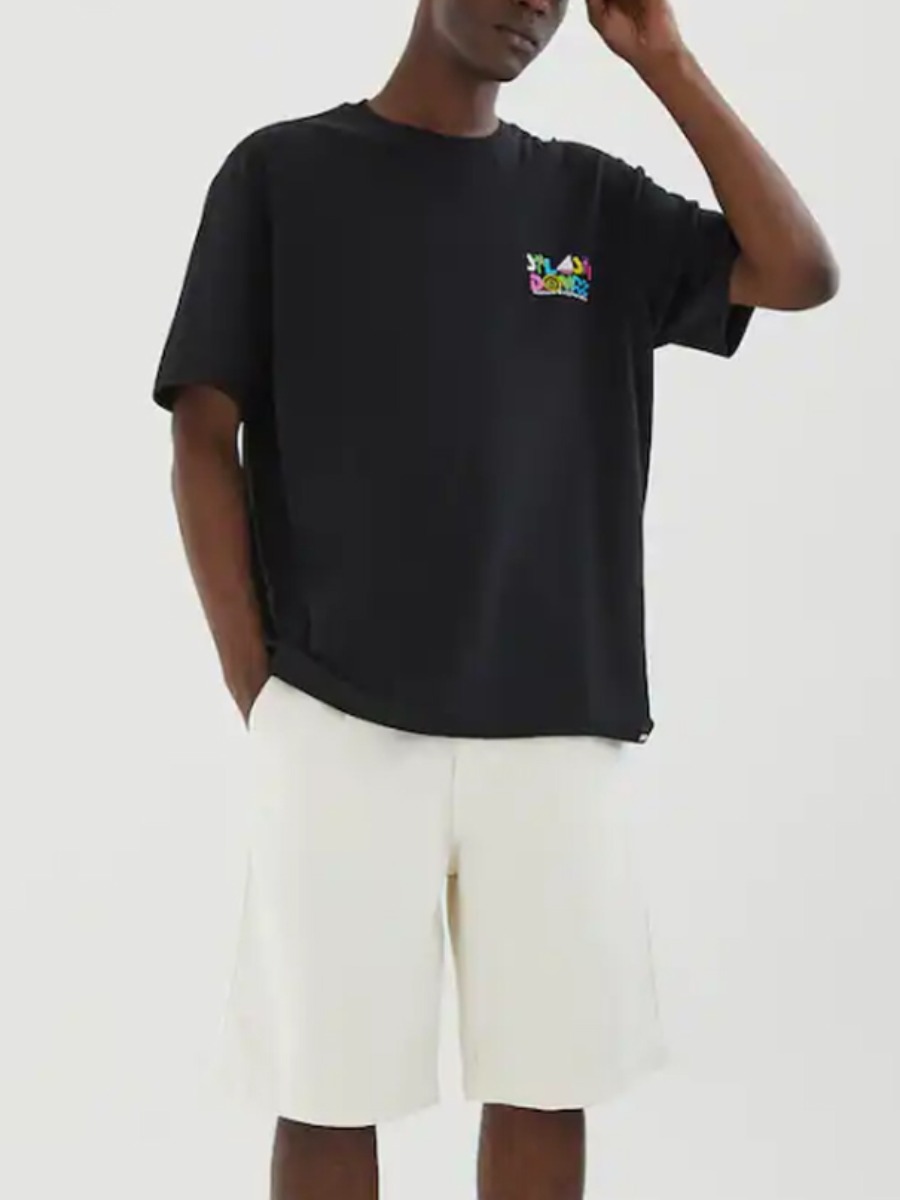

Lovely Men Casual Letter Print Drawstring Black Two Piece Shorts Set