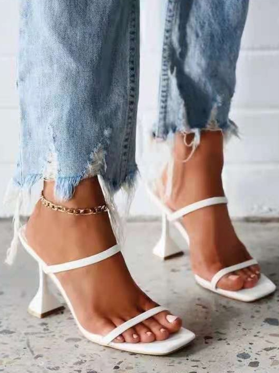 

Lovely Sexy Double Strap White Pumps