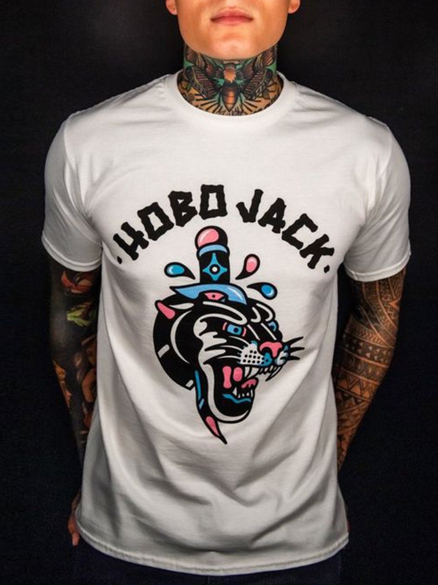 

Lovely Men Casual Cartoon Letter Print White T-shirt