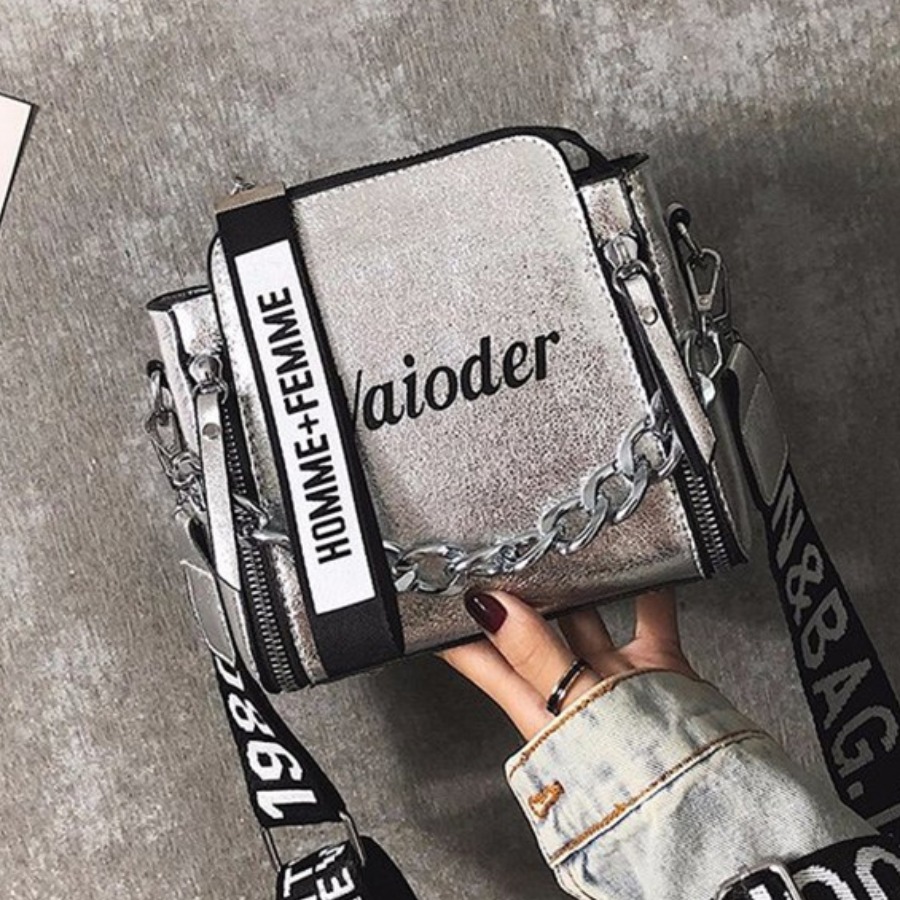 

Lovely Casual Letter Print Chain DecorationSilver Crossbody Bag, Silver