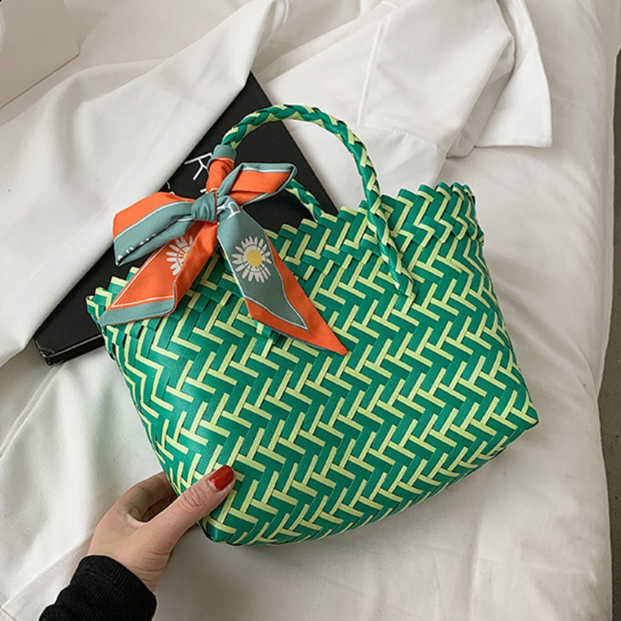 

Lovely Casual Woven Green Messenger Bag