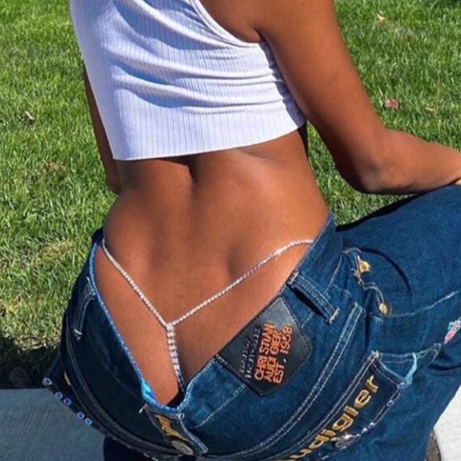 

Lovely Sexy Pearl Chain Decoration Silver Body Chain