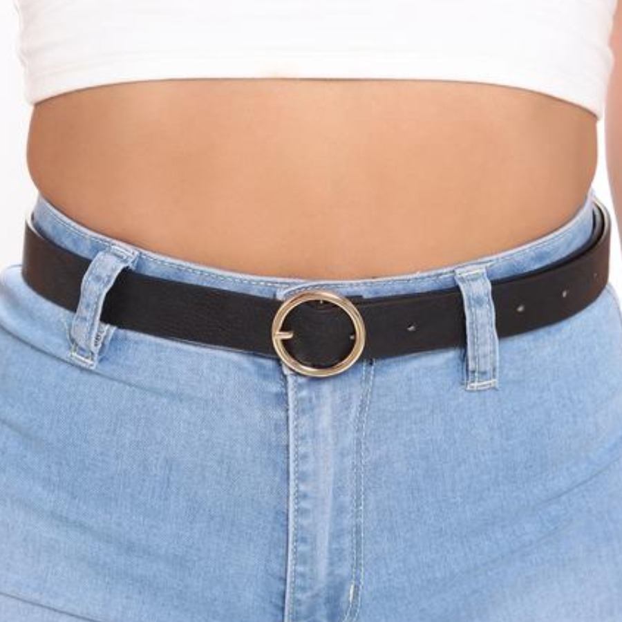 

Lovely Casual Round Metal Buckle Black Belts