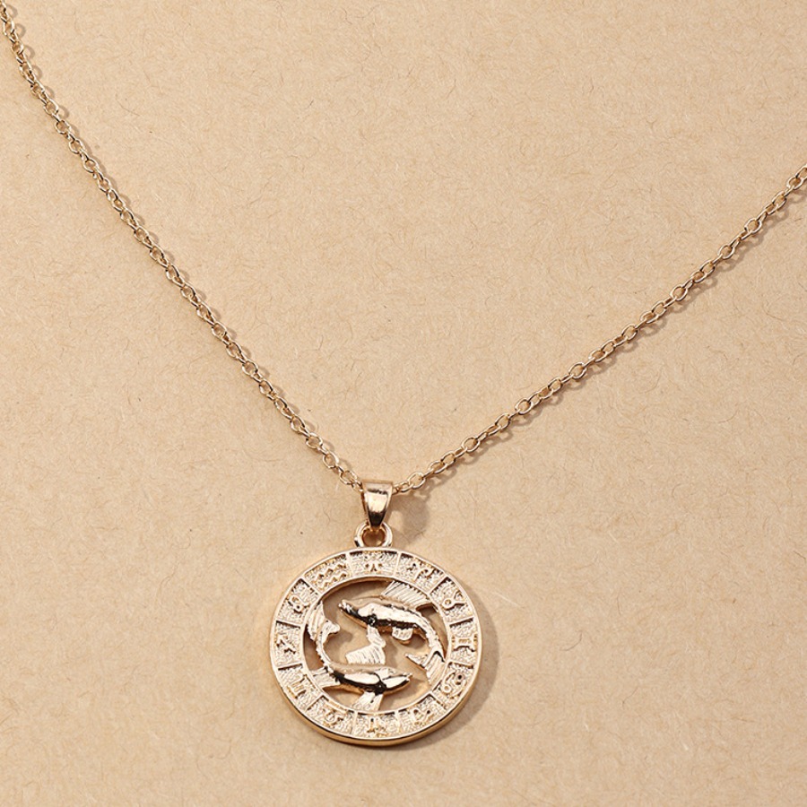 

LW Pisces Casual Letter Costellation Deep Yellow Necklace