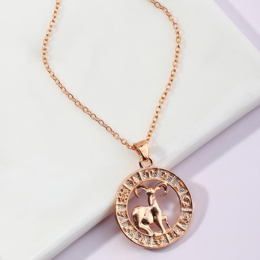

Lovely Aries Casual Letter Costellation Gold Necklace