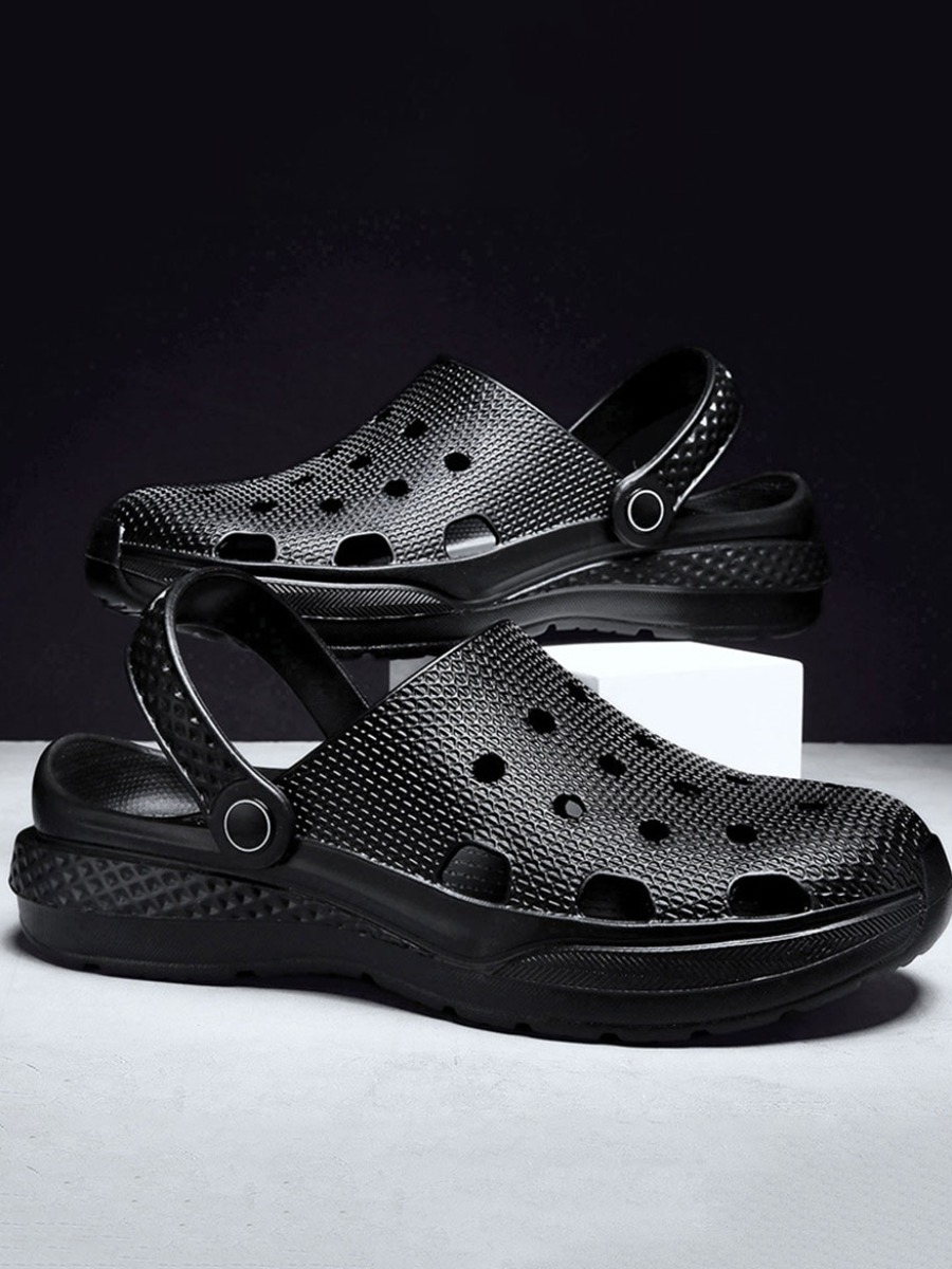 

Lovely Men Casual Hollow-out Black Slippers