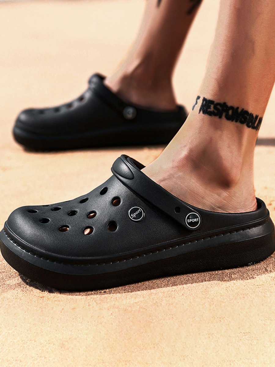 

Lovely Men Casual Hollow-out Black Slippers