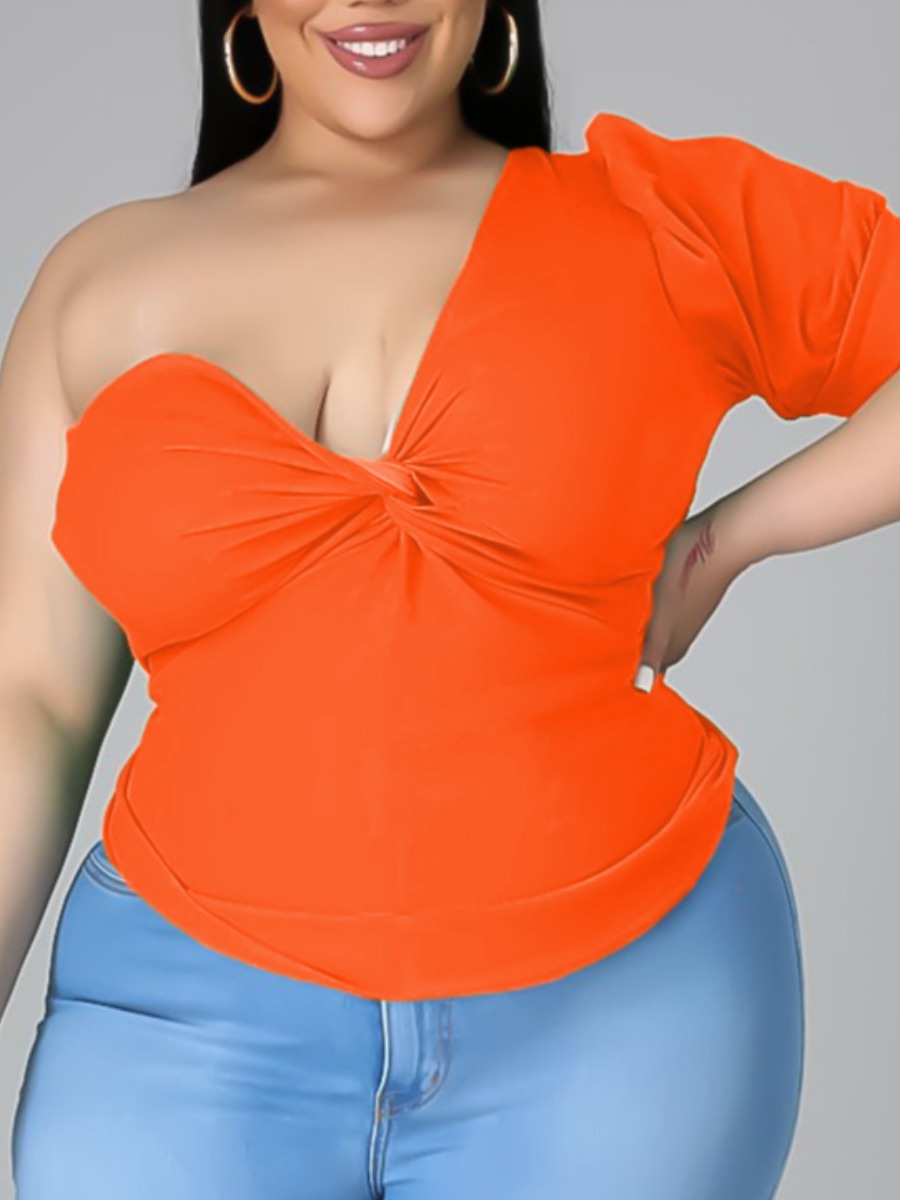 

Lovely Sexy One Shoulder Ruched Jacinth Blouses