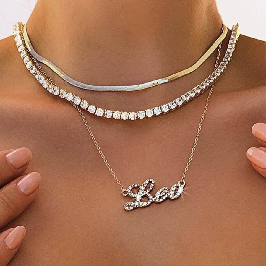 

Lovely Leo Casual Letter Pearl Decoration Light Yellow Multilayer Necklace