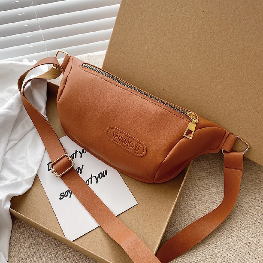

LW Faux Leather Adjustable Strap Bum Bag, Brown