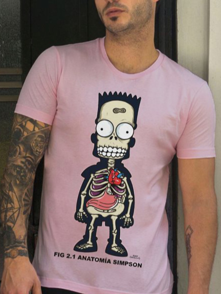 

LW Men Casual Cartoon Letter Print Pink T-shirt